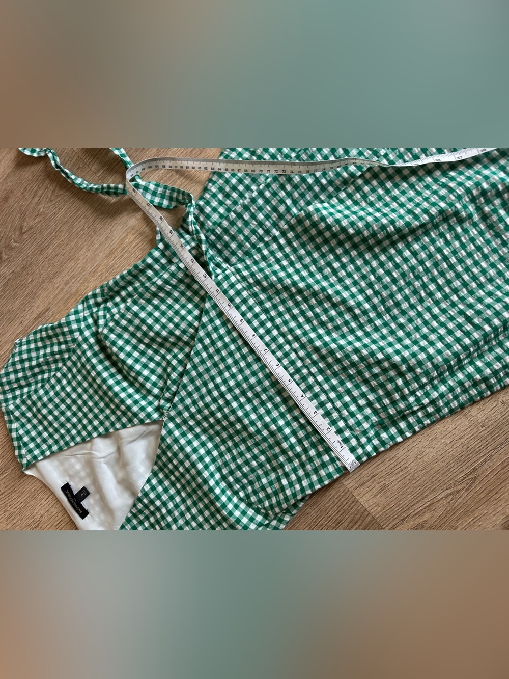 Banana Republic Linen Blend Green Gingham Wrap Midi Dress 8 - Picture 15 of 15